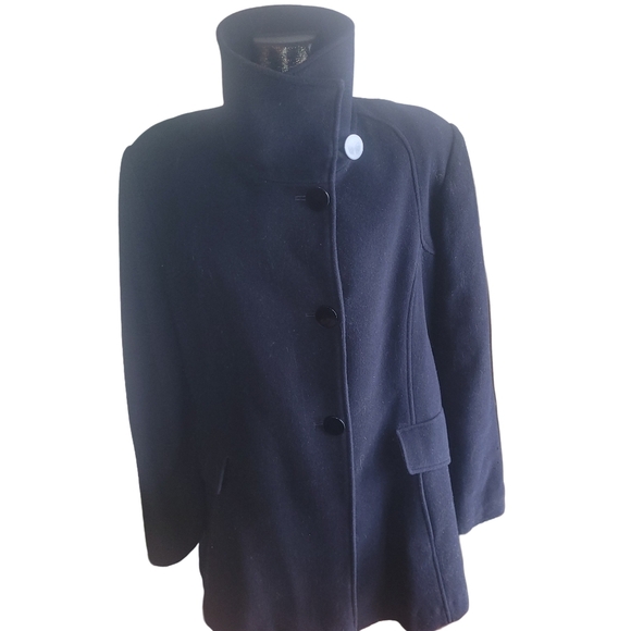 Niccolini Black Wool and Cashmere Blend Pea Coat 16 - Picture 2 of 8